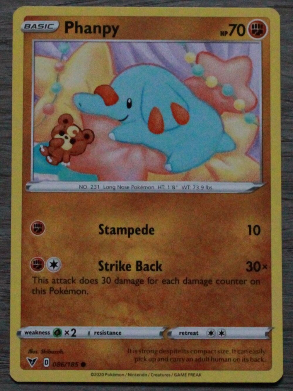 Pokemon "Phanpy" Trading/Playing Card
